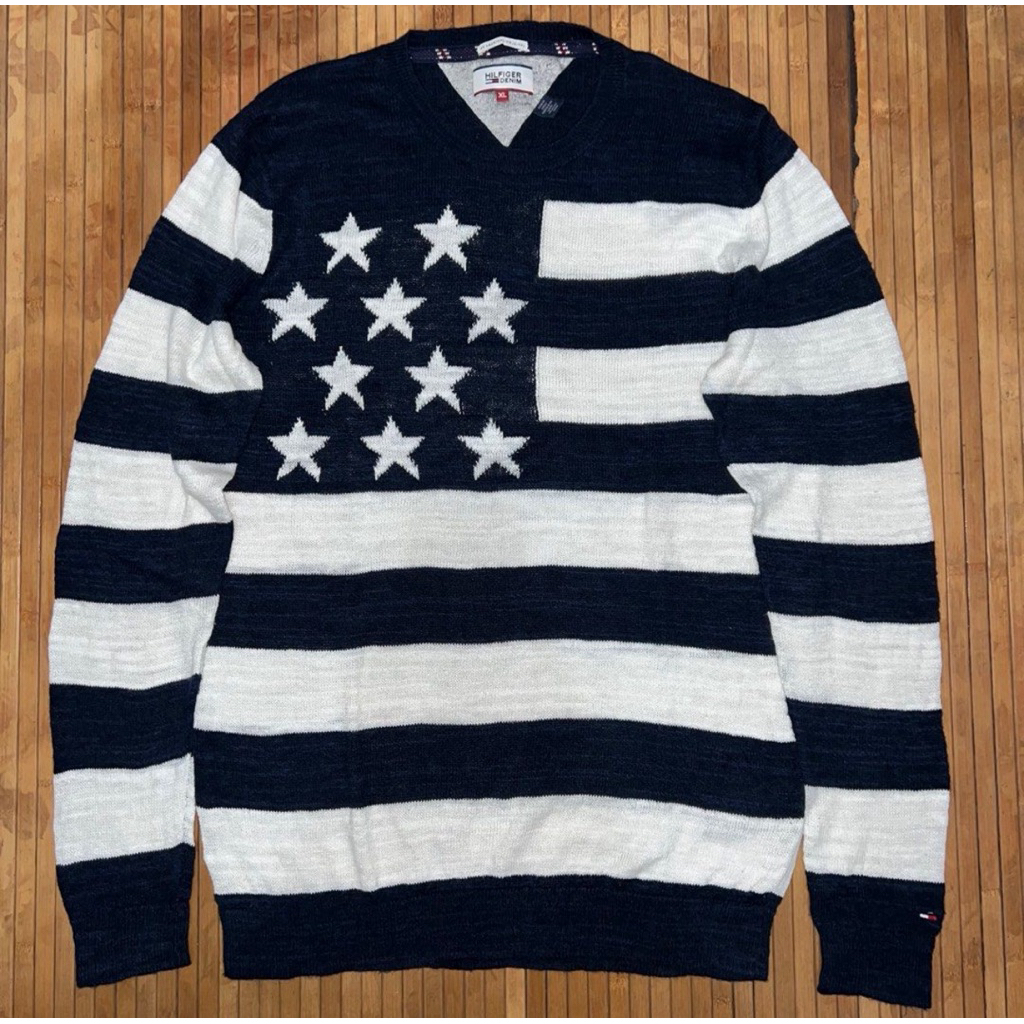 TOMMY HILFIGER RAJUT STRIPED DARK NAVY WHITE KNITWEAR