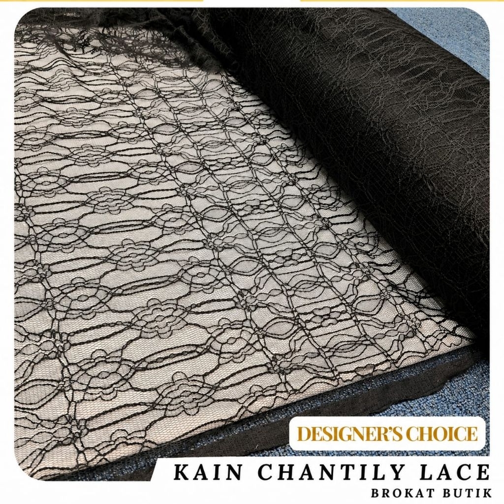Kain Brokat Chantilly Lace Boutique Premium / Brokat Chantilly Lace bahan lembut dan halus untuk keb