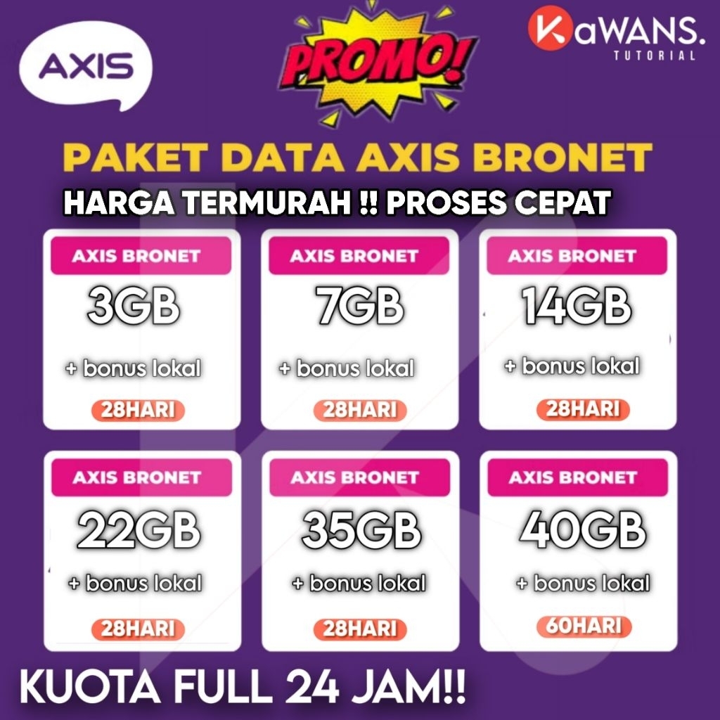 Paket kuota internet Axis Bronet Kuota Nasional