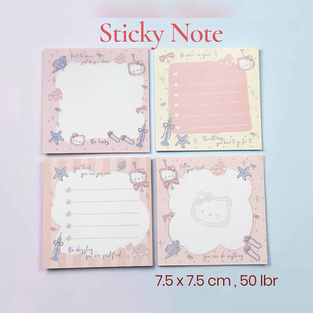 (50 lembar) Paper Murah Sticky Note Paper Memo Kitty Paper Cantik lucu