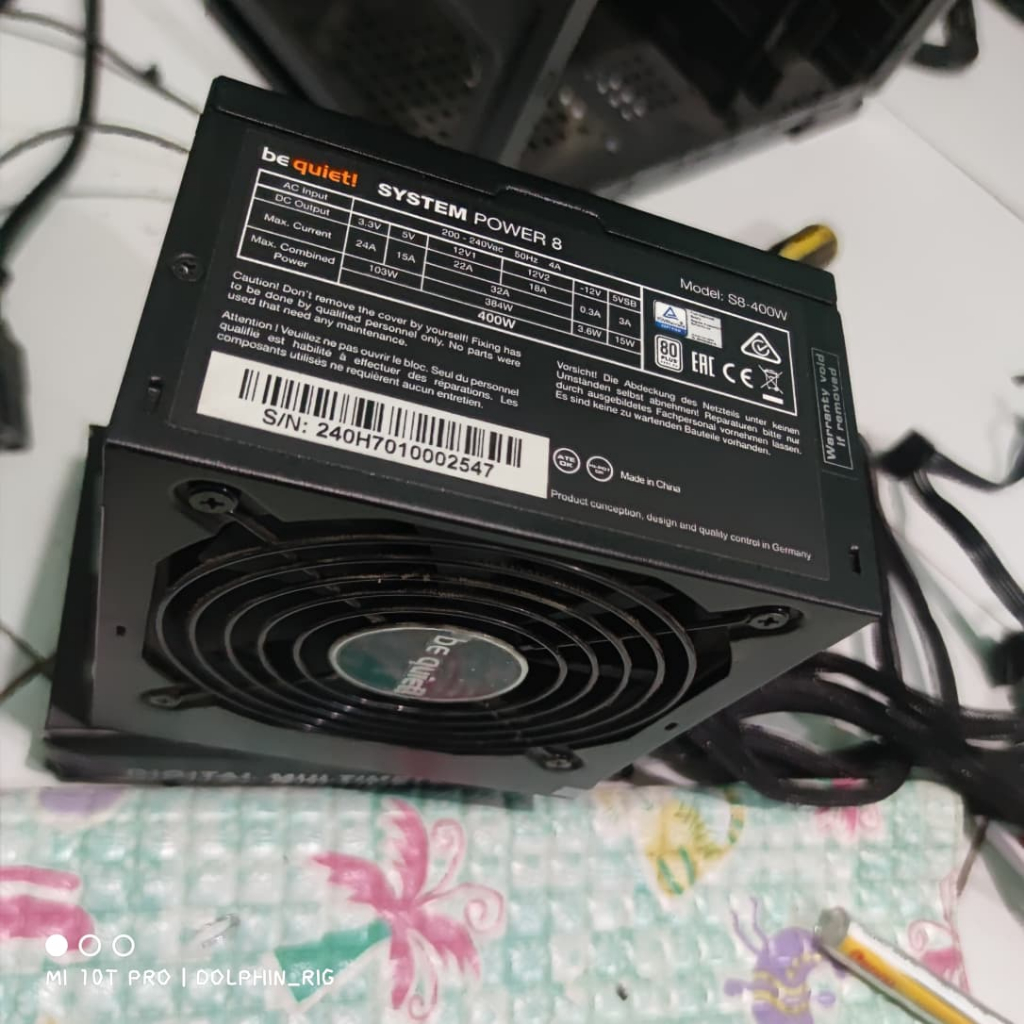 Be Quiet PSU Power 8 400watt | Segel bawaan & Unit Only