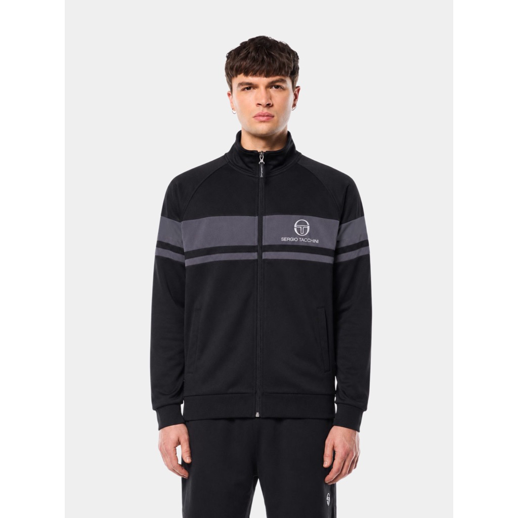 Sergio Tacchini Damarino Tracktop Jacket In Black / Grey