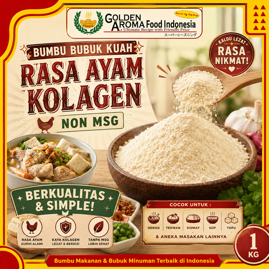 Bumbu Bubuk Kuah Rasa Ayam Kolagen NON MSG 1 Kg Bubuk Collagen Chicken Kuah Tofu Tabur Makanan Kerin