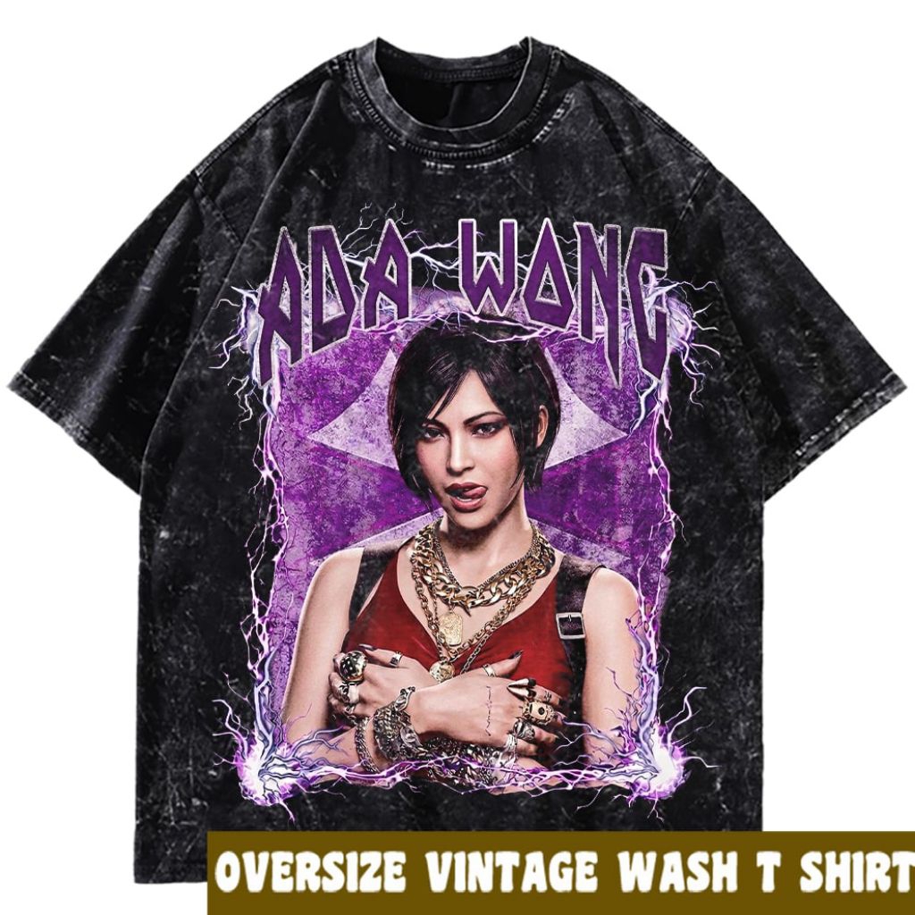 Kaos Oversize  Ada Wong Resident Evil | Cotton 24s Built-Up | Wash Vintage