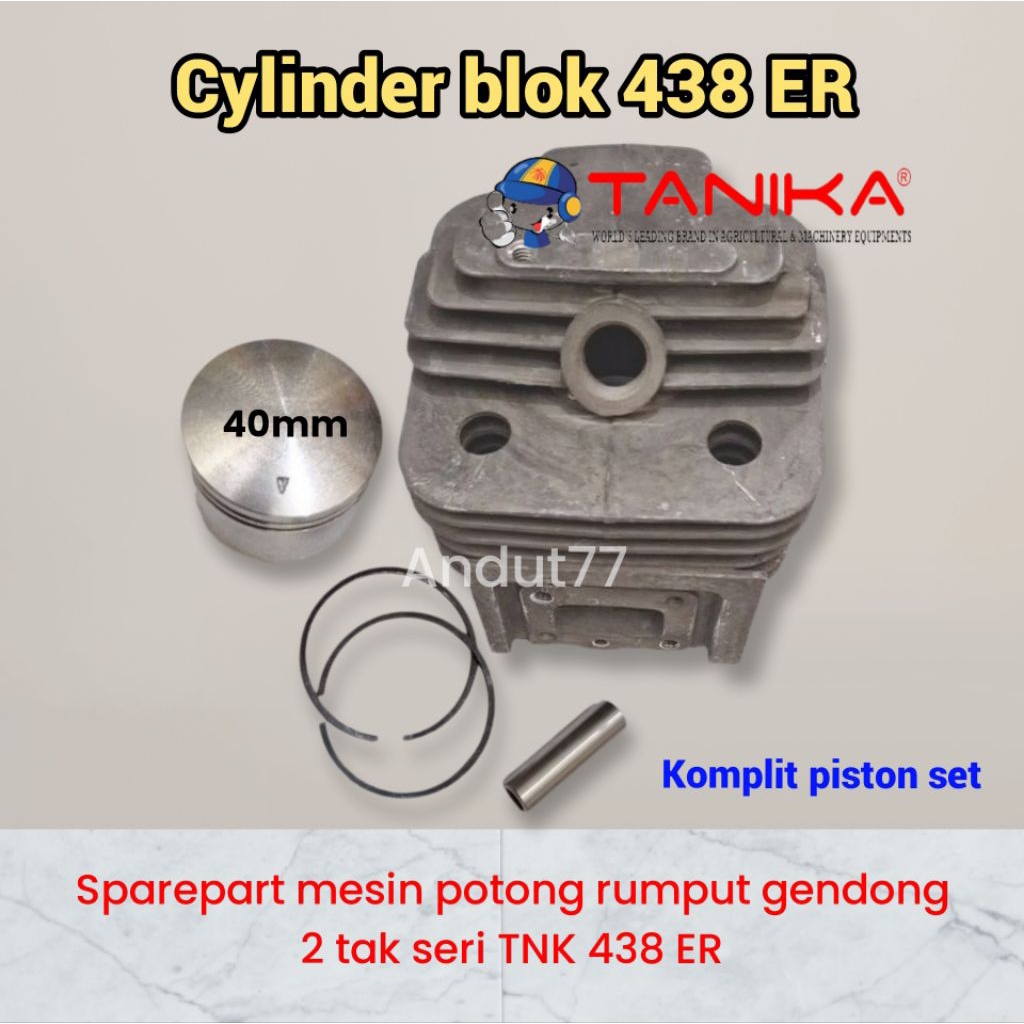 Cylinder blok mesin rumput TNK 438 ER komplit piston 40mm - silinder seher TANIKA