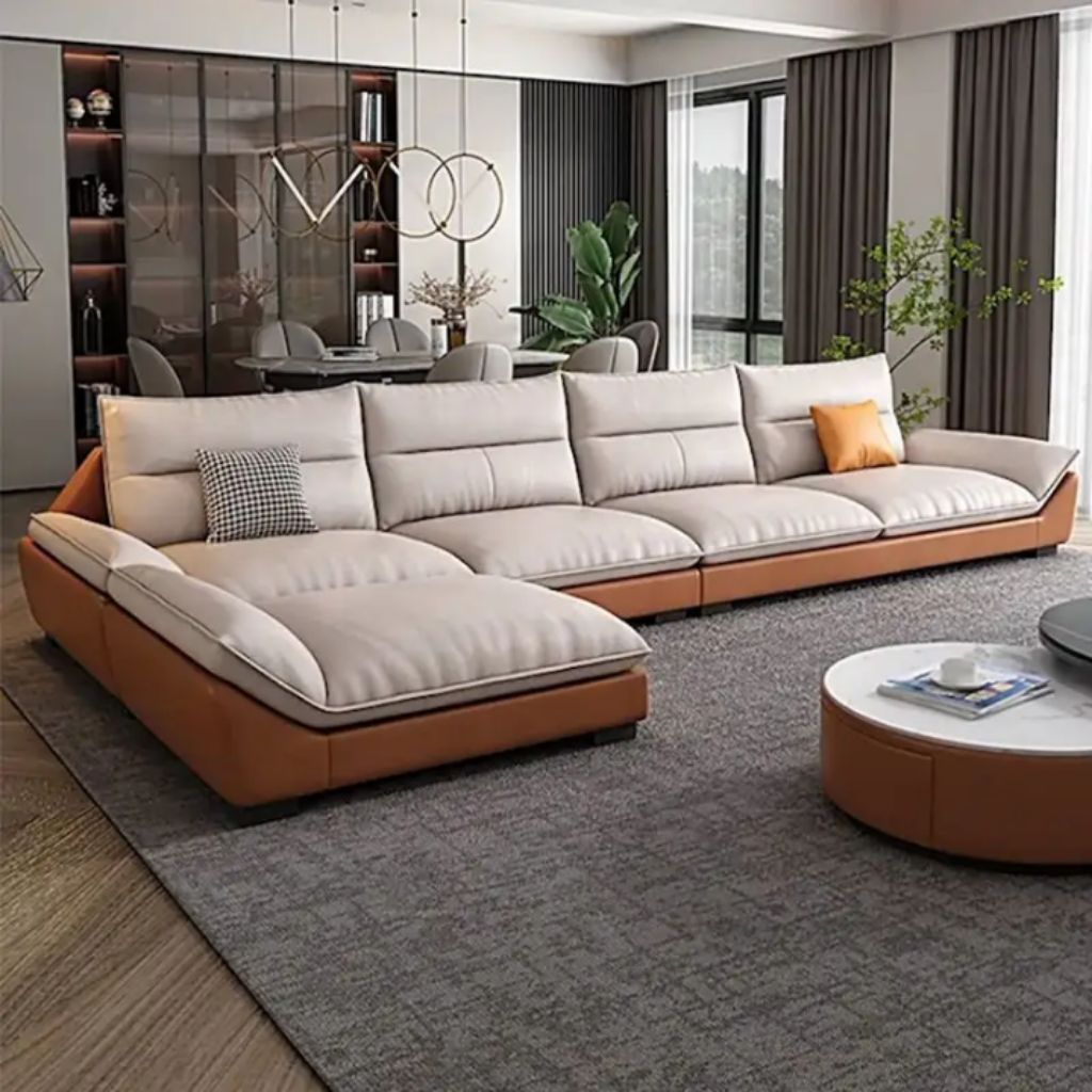 sofa ruang tamu sofa leather l minimalis