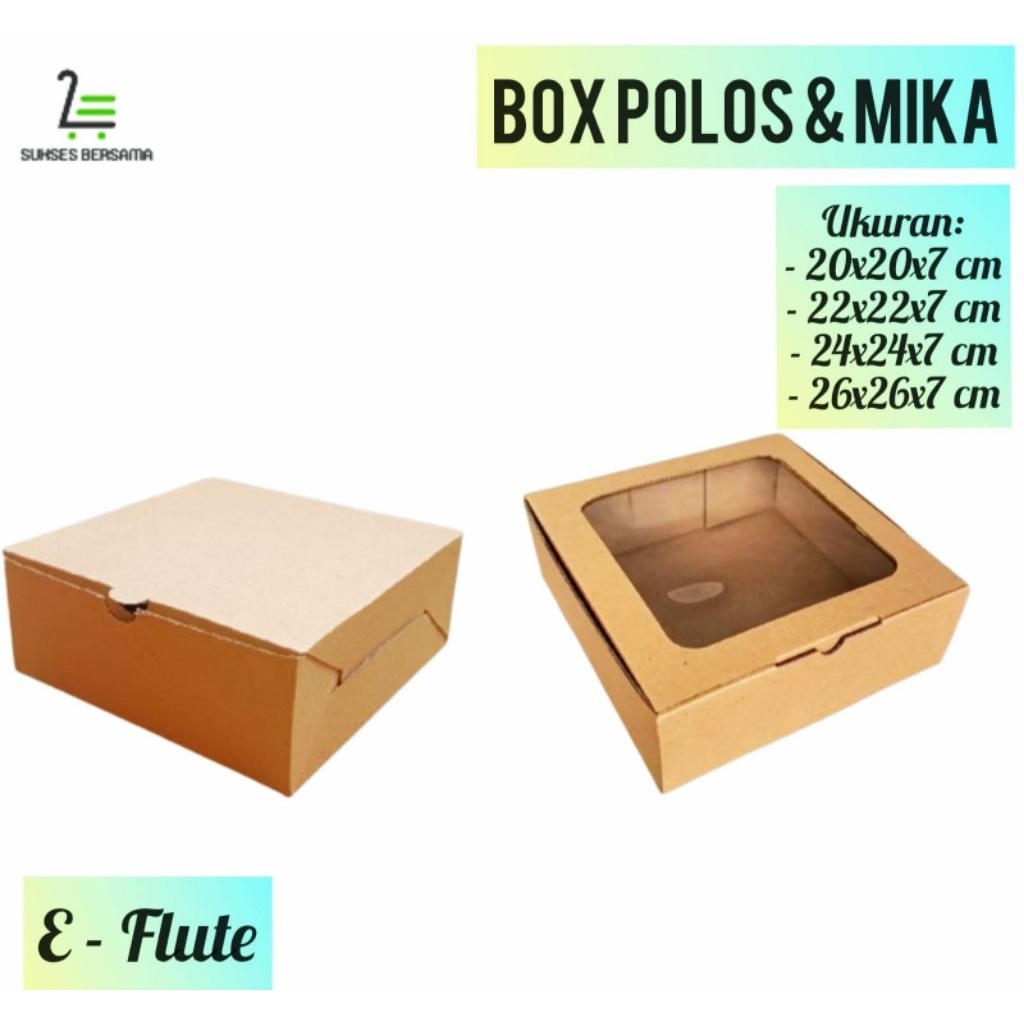 Box E Flute Window Uk: 26x26x7cm Cendela / Kardus E Flute Mika / Kotak Nasi /Hampers