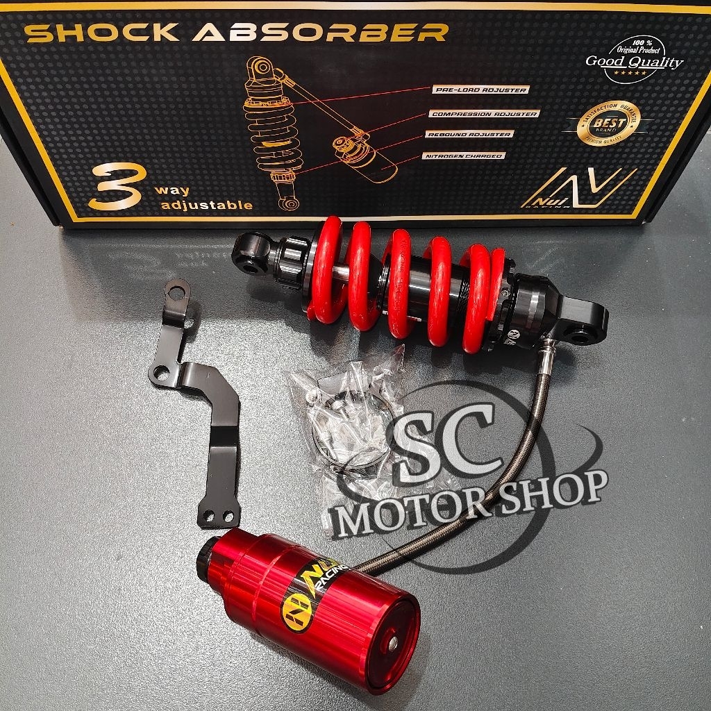 Monoshock NUI racing tabung pisah click rebound adjustable 230mm sonic 150 - supra gtr 150
