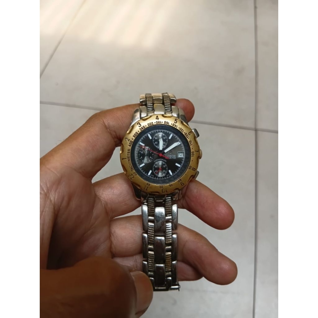 Jam Tangan LOBOR Collection Chronograph Original Quartz Dual Tone Vintage