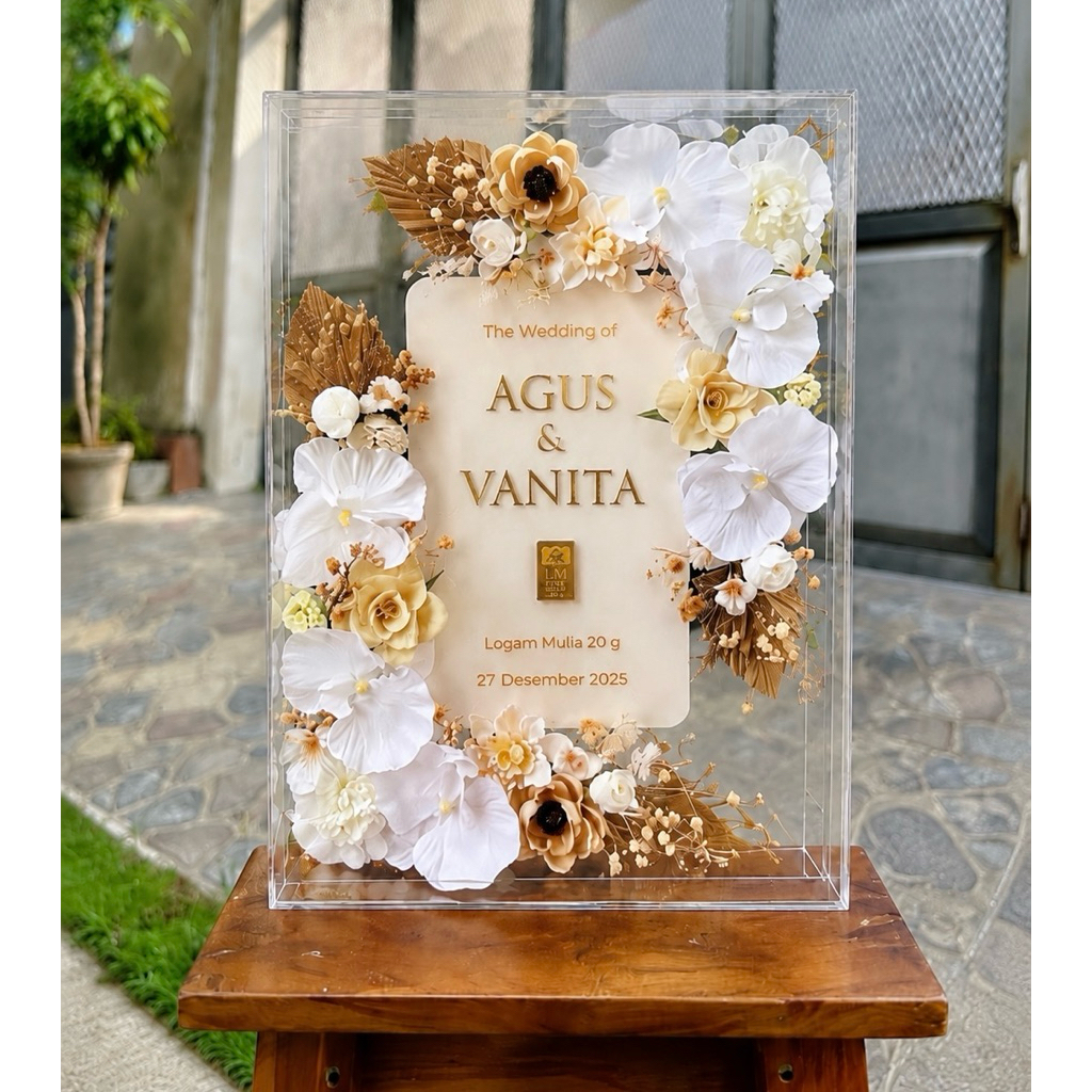 [ 1-2 HARI JADI ] MAHAR FULL TETES AKR AKRILIK BOX PERNIKAHAN SET HIASAN WEDDING FRAME BINGKAI MAHAR