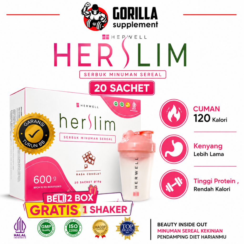 HERWELL Herslim Hervibe Herlean - Suplemen Diet Alami Meal Replacement