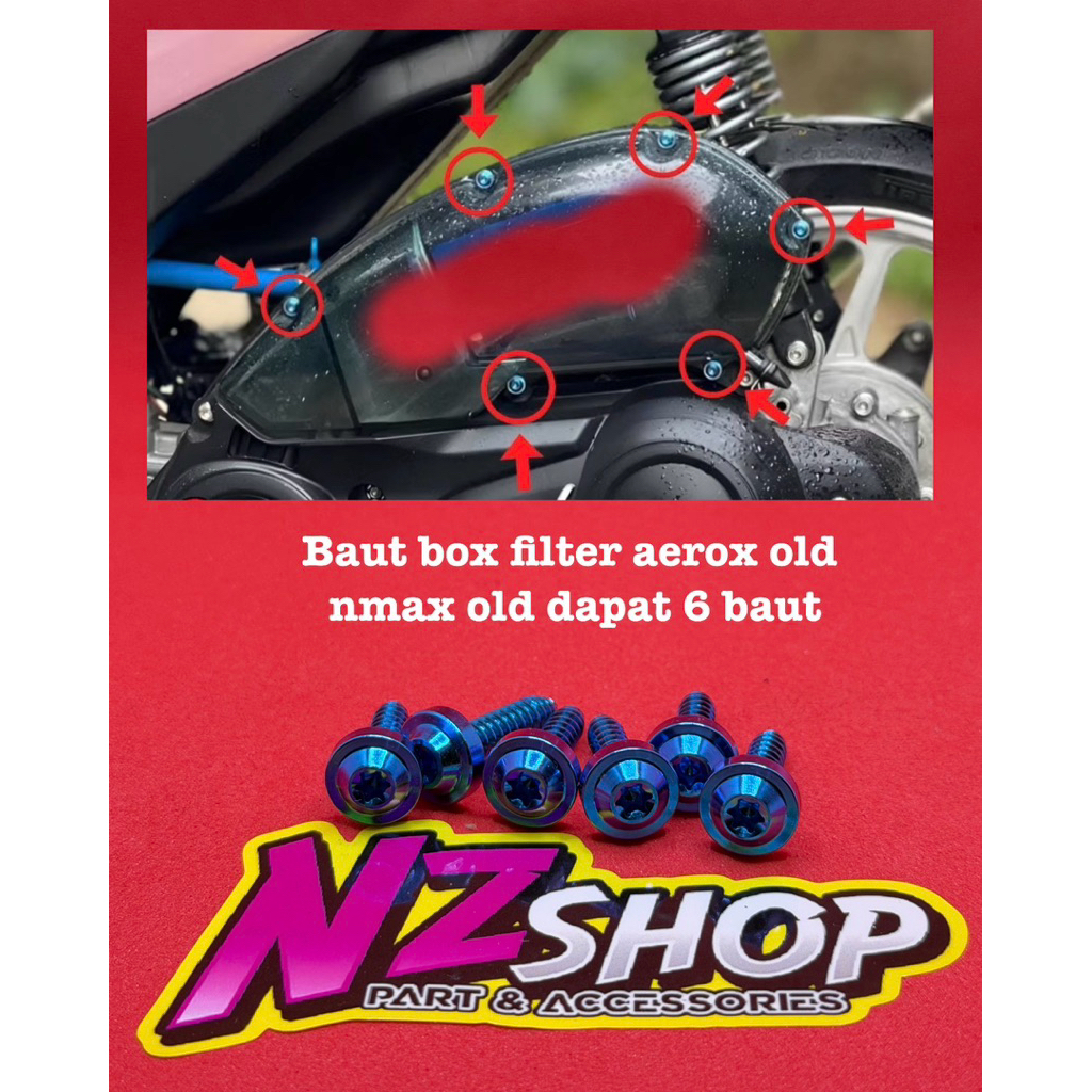 baut set box filter nmax old aerox old titanium harga 6 baut