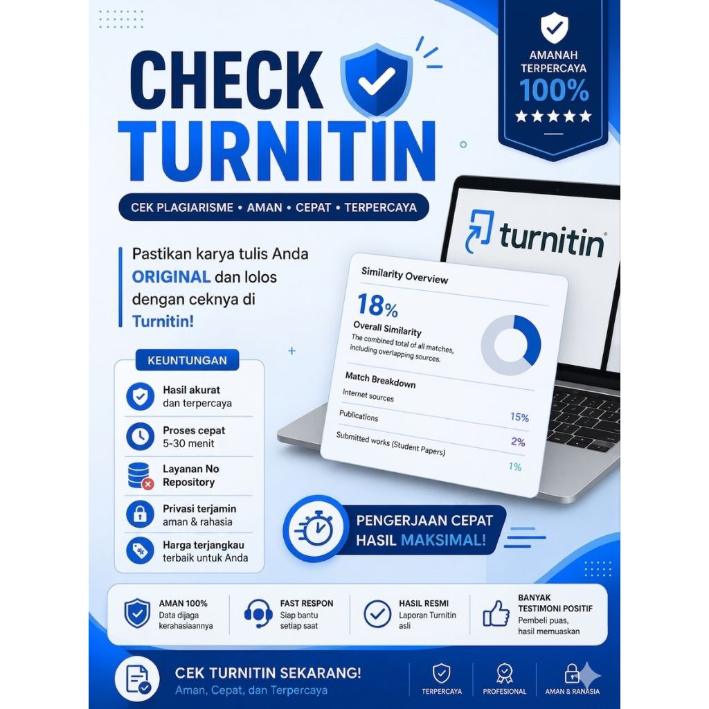 [PROSES CEPAT 5 MENIT] Cek Turnitin Premium Non-Repository / Laporan Resmi Hasil Akurat Murah / Cek 