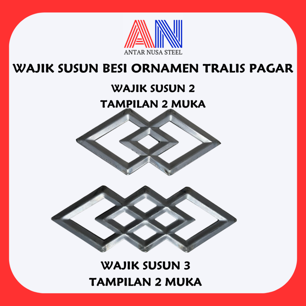 WAJIK SUSUN ORNAMEN PAGAR TRALIS BESI TAMPILAN 2 MUKA | WAJIK SUSUN 2 WAJIK SUSUN 3 ORNAMEN PAGAR TR