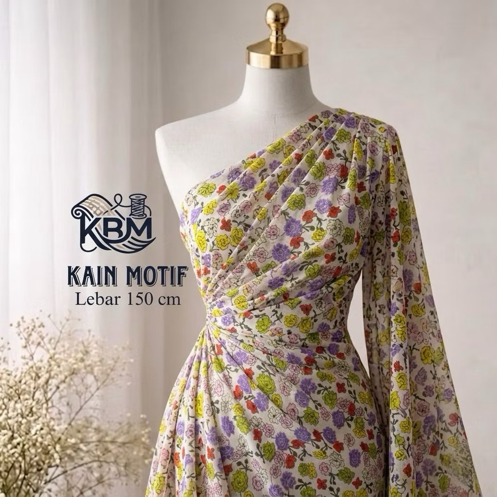 Sifon Sutra Motif Floral – Kain Adem & Flowing untuk Busana Wanita lq