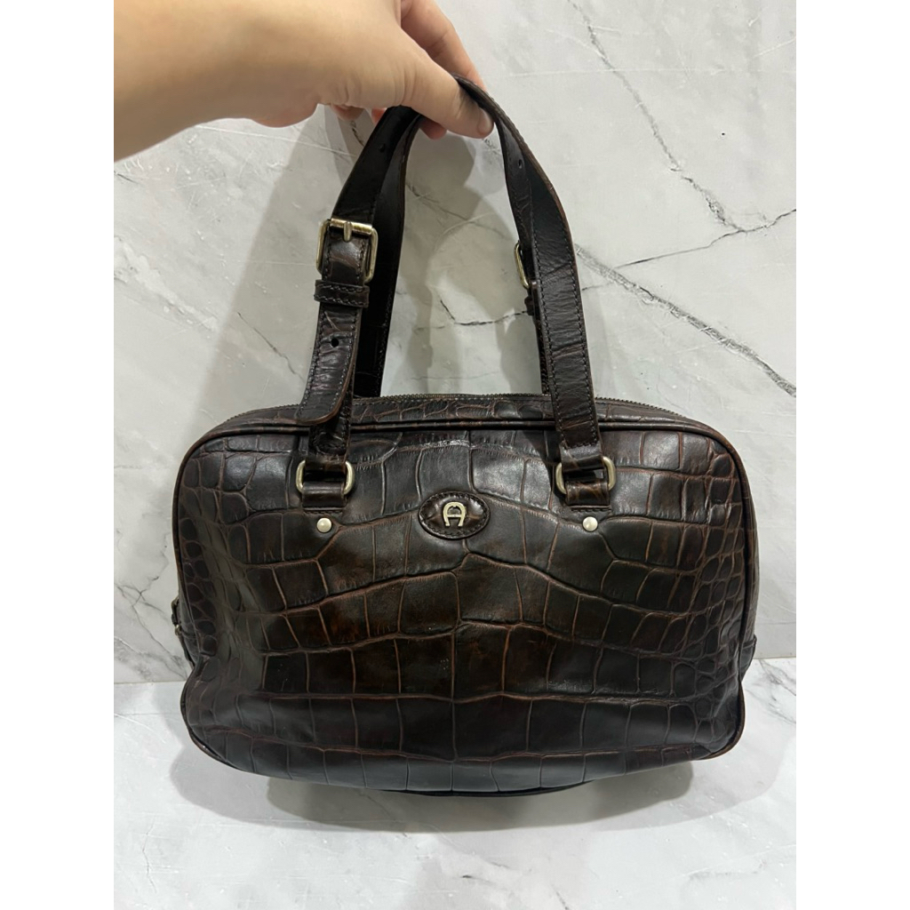 TAS AIGNER CROCO HANDBAG VINTAGE