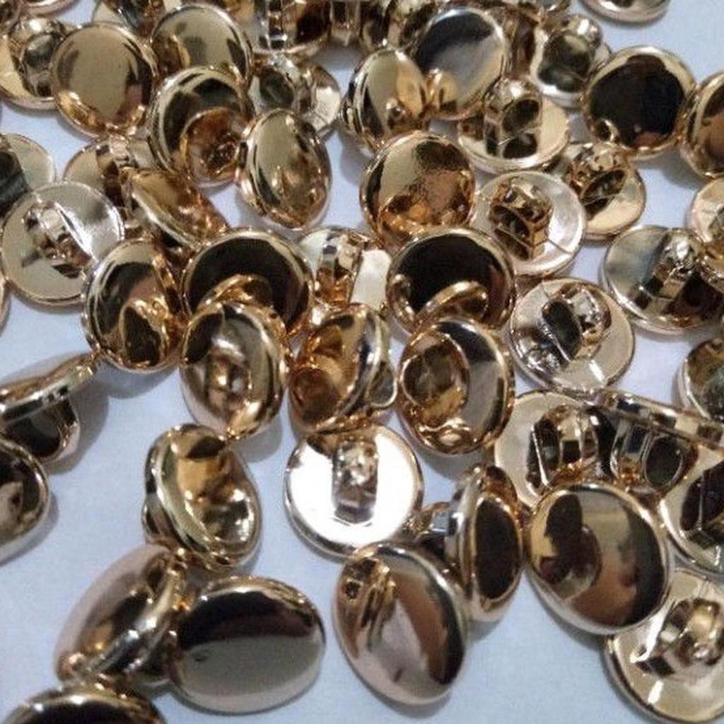 Kancing Baju Jamur Emas Polos - Kancing Emas 15mm dan 18mm isi 100pcs
