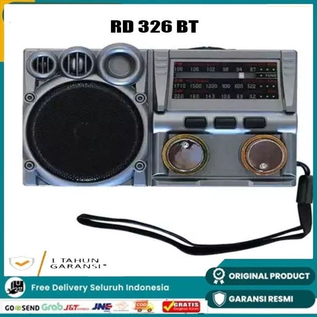 RDD RD-326BT Radio Multifungsi Bluetooth Speaker Portabel FM AM SW USB TF Card + Senter Emergency