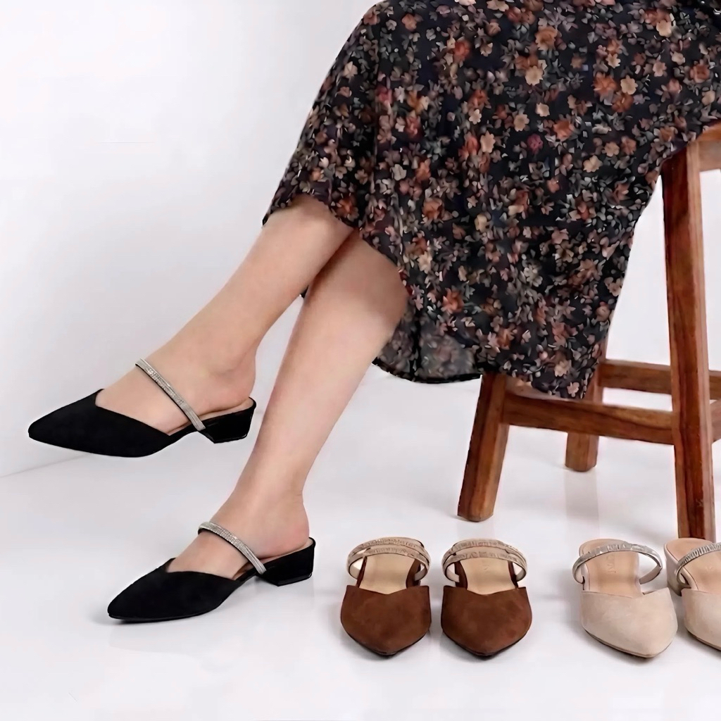 Mules Wanita Heels Hak 3 Cm Big Size Aeraa Star Buana