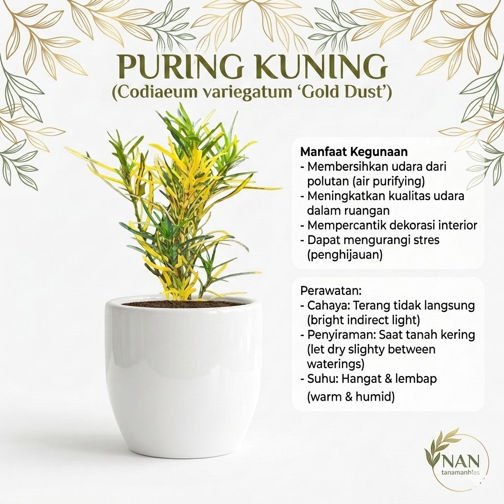 Tanaman Hias Puring Teri Kuning - Pohon Puring Worten Codiaeum Variegata Hidup Murah Dekorasi Rumah 