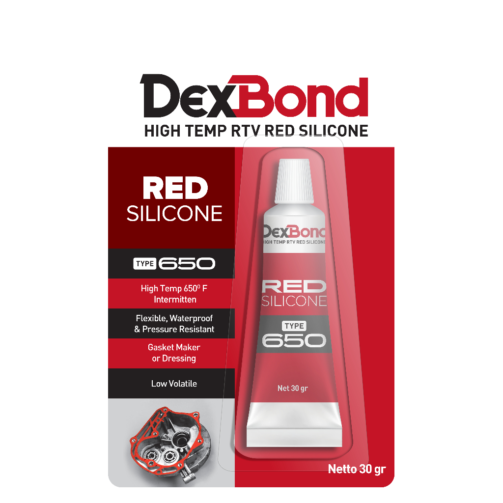 Dexbond Silicone Red - Lem Daya Tahan Panas Tinggi