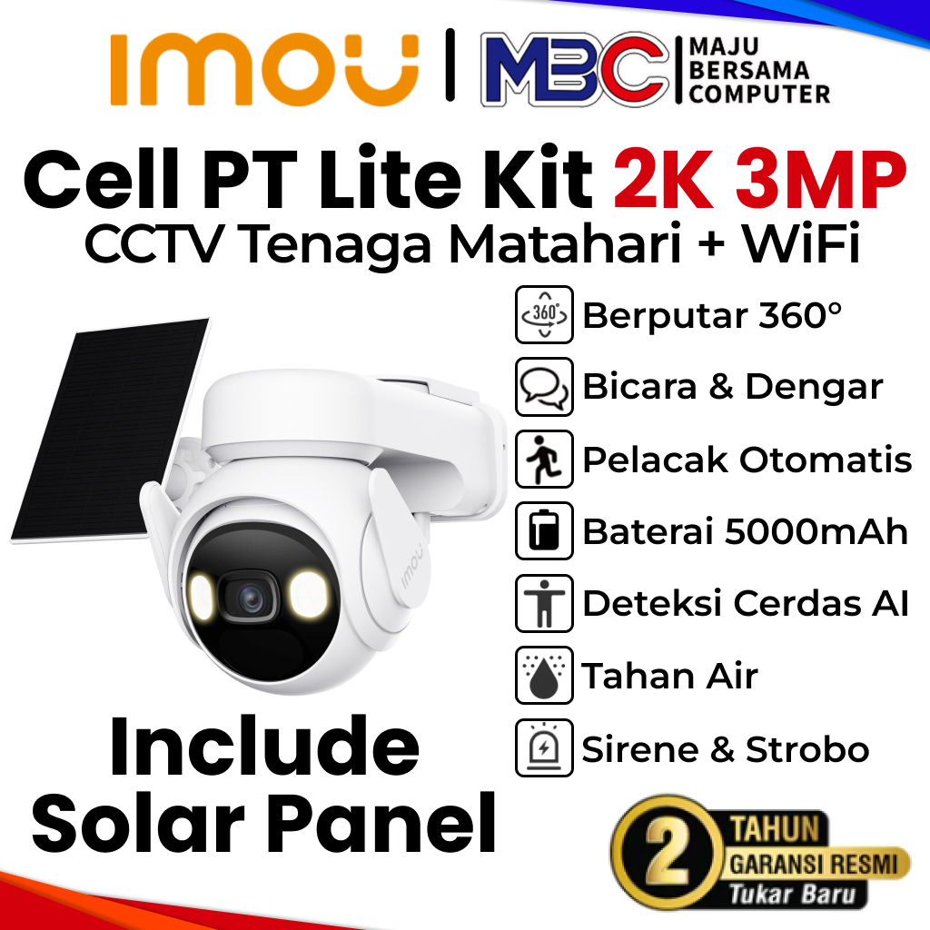 Imou Cell PT Lite Kit 2K 3MP WIFI+ Solar Panel Outdoor PTZ Rotate Baterai 5000mAh  - Wifi Wireless C