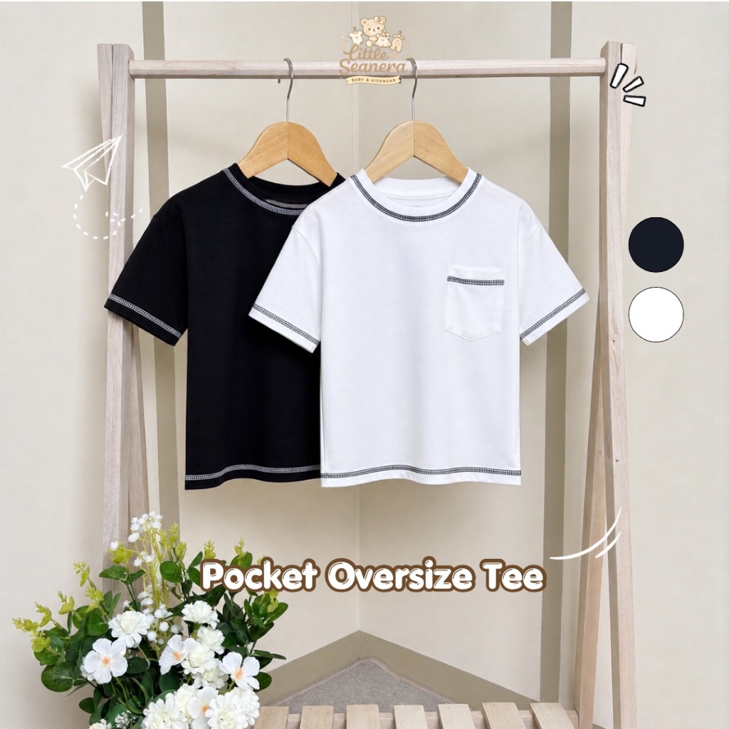 Little Seanera - Pocket Oversize Tee Anak Kaos Pocket Unisex Laki-laki Perempuan T-Shirt Pocket Kids