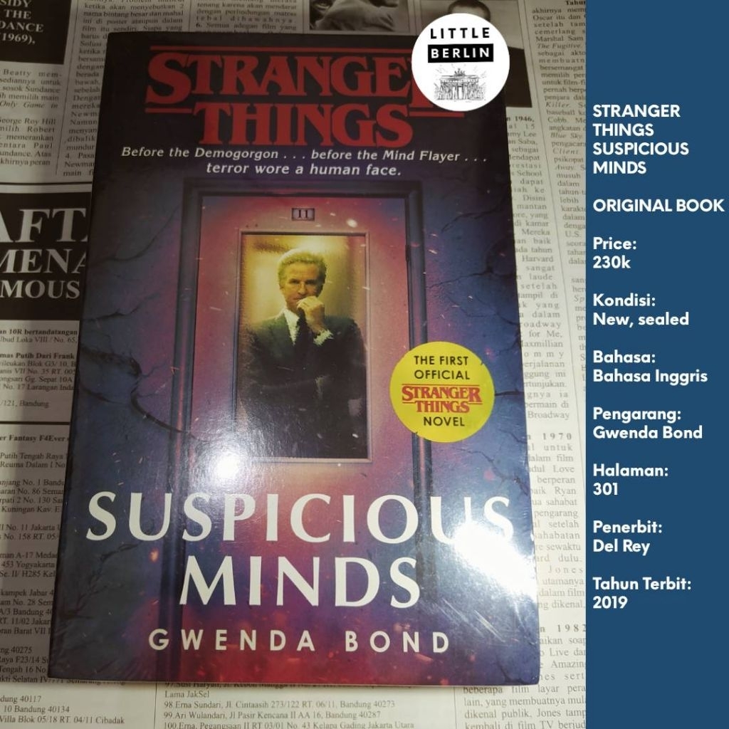 ORIGINAL Novel STRANGER THINGS Suspicious Minds English (New Sealed) Official Stranger Things Book P