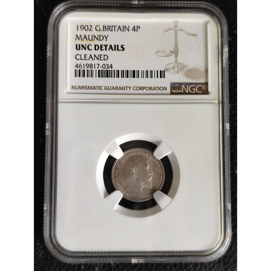 koin perak kuno asli 4 pence edward VII 1902 sertifikat resmi asli NGC