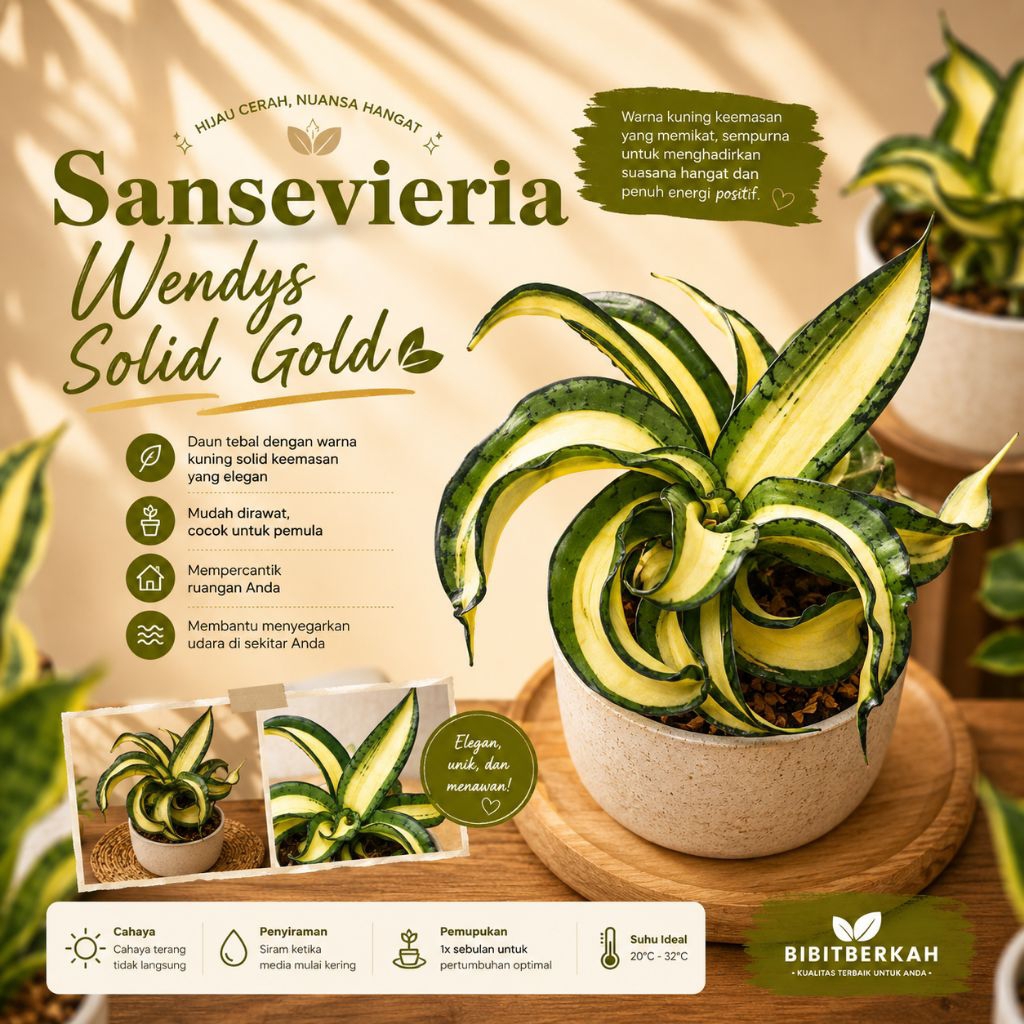 Sansevieria Golden Wendys Solid / Golden Wendy Mutasi - Tanaman Hias Sansivera Lidah Mertua