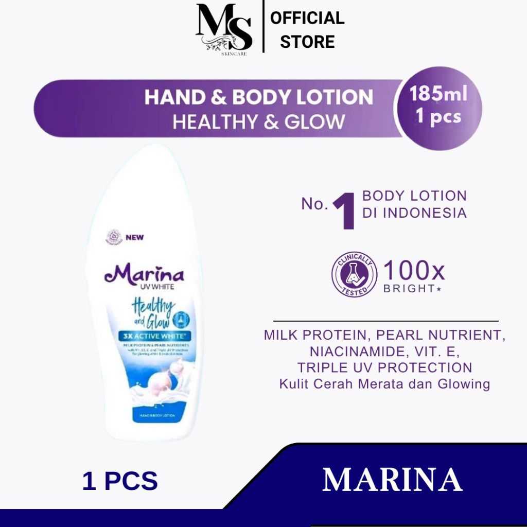 MARINA BIRU Healthy & Glow Hand & Body Lotion 185 ml | HB Marina Biru Viral