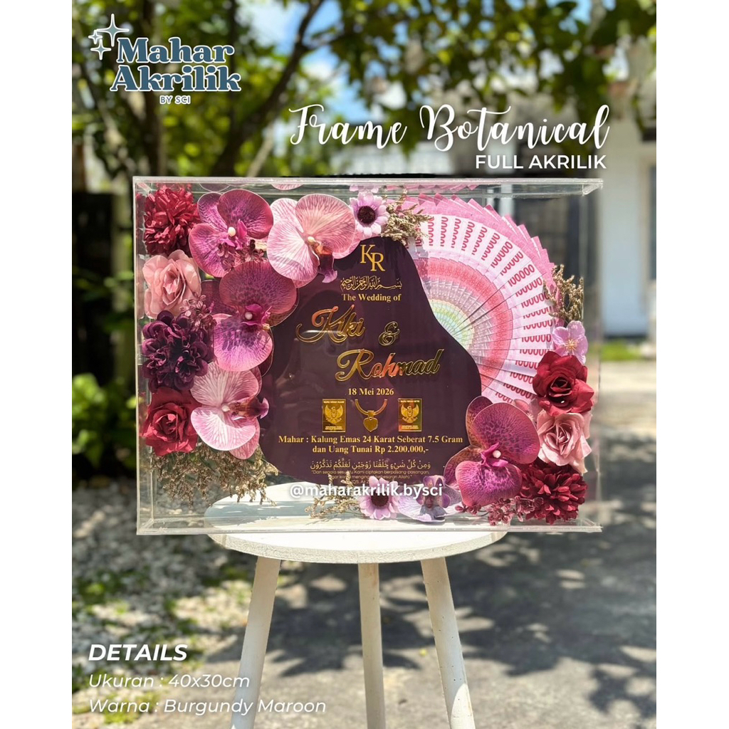 MAHAR AKRILIK BURGUNDY KEKINIAN 40x30 / MAHAR AKRILIK VIRAL KEKINIAN
