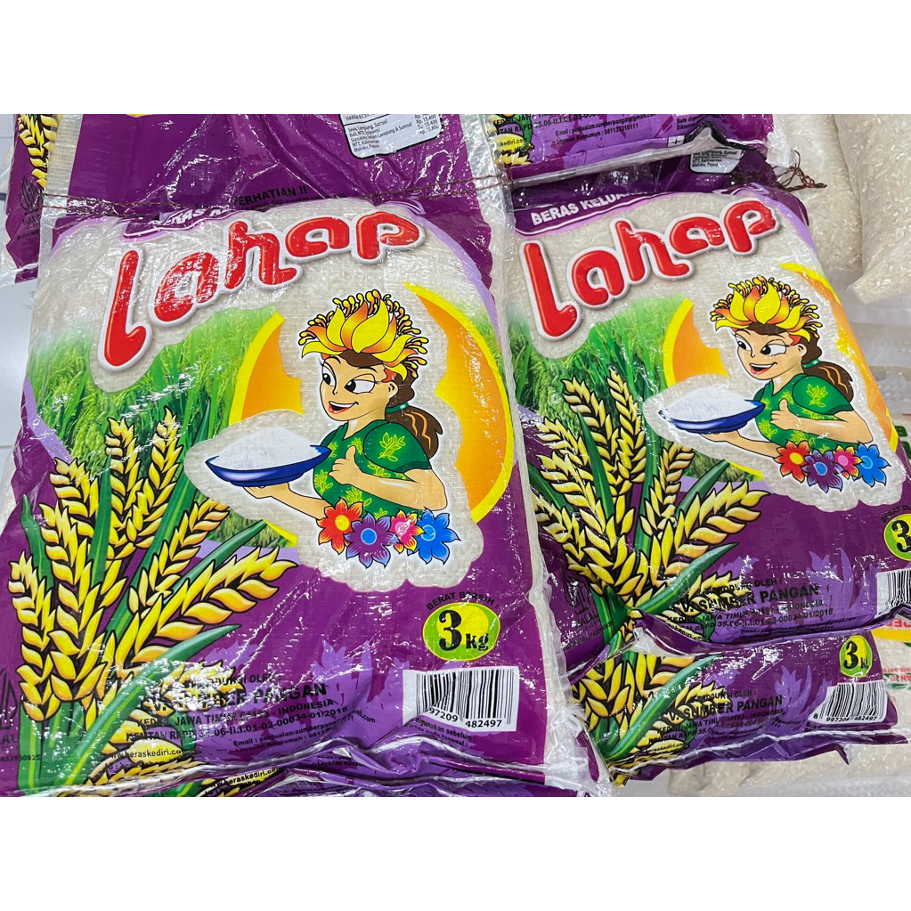 Beras Premium Lahap 3kg - Pulen, Sehat, Kemasan Praktis