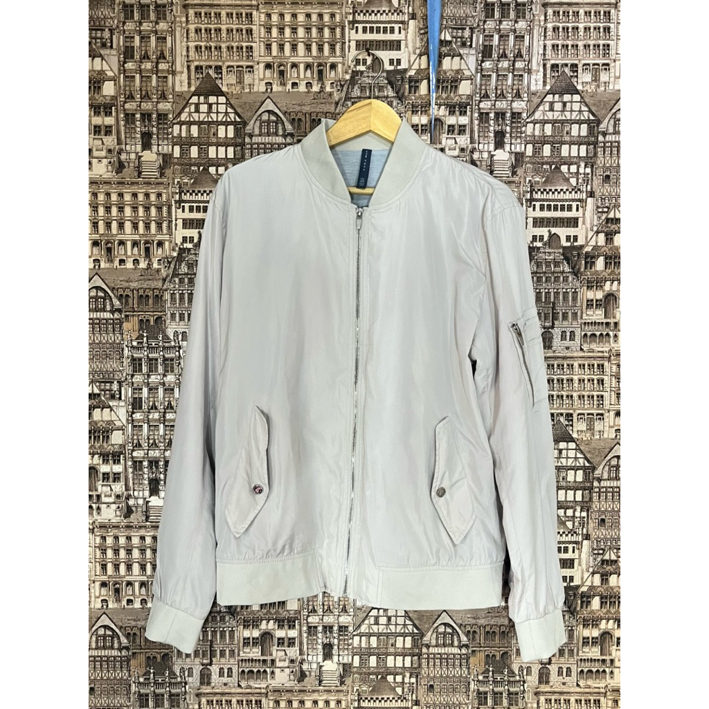 Preloved JAKET BOMBER ZARA_LIGHT GRAY
