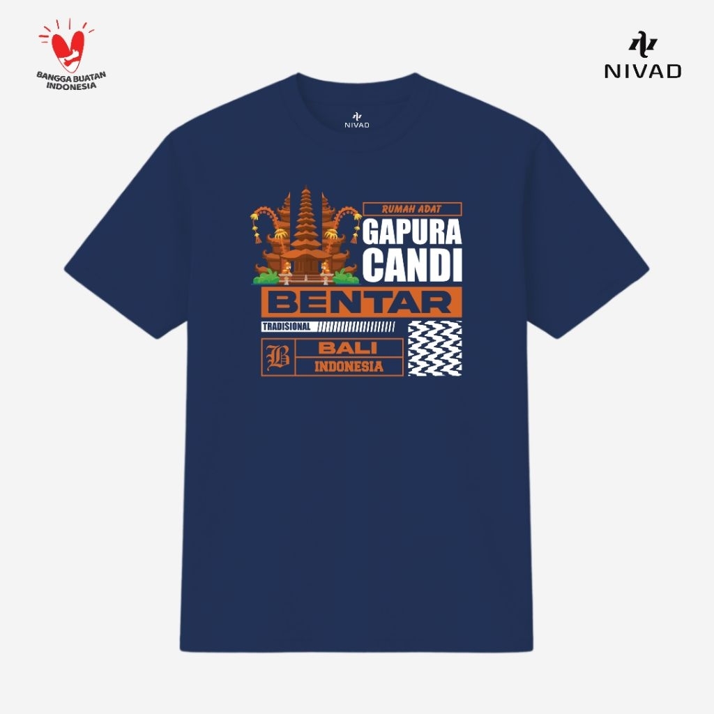 Nivad Kaos Baju Rumah Adat Tradisional Bali Gapura Candi Bentar
