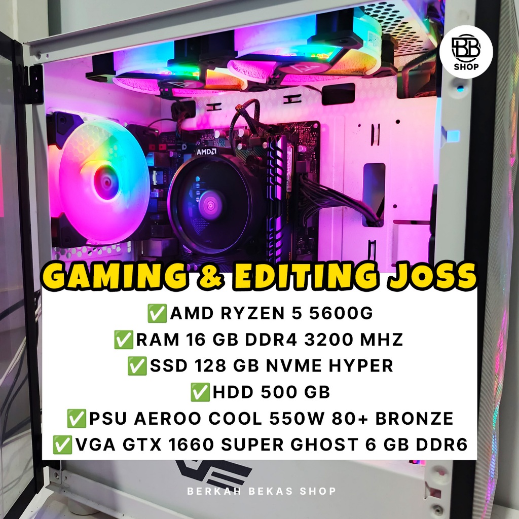 CPU komputer PC Gaming Ryzen 5 + GTX 1660 Murah