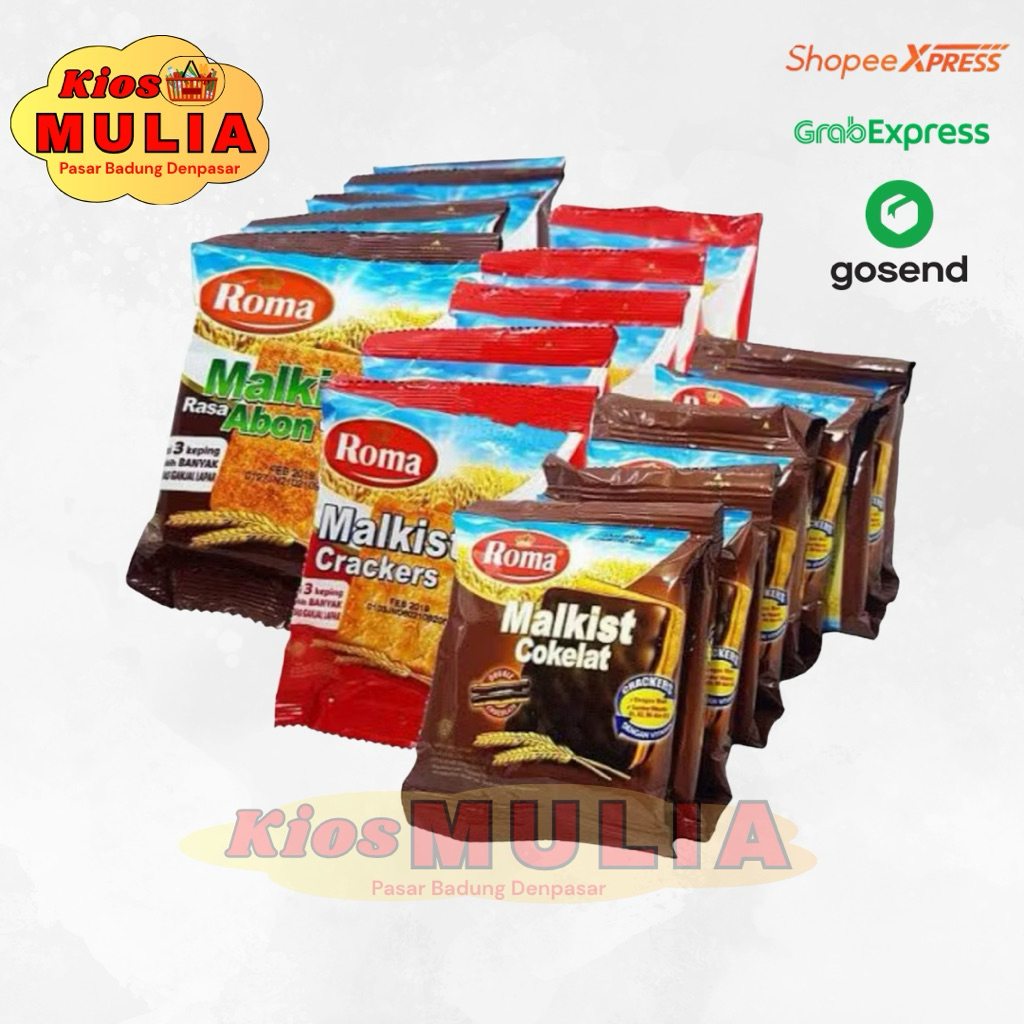 BISKUIT ROMA MALKIS RENCENG ISI 10- VARIAN ORIGINAL, COKLAT, ABON. TEKSTUR RENYAH, CAMILAN PRAKTIS