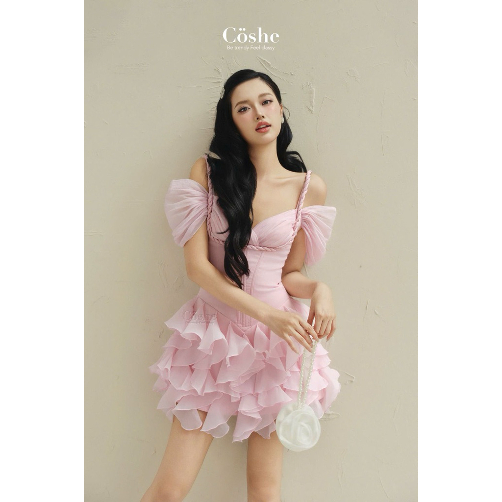 Princess Ruffle Mini Dress Elegant Party Dress Luxury Feminine Look CHOUCHOU-ORIGINAL BUTIK VIETNAM