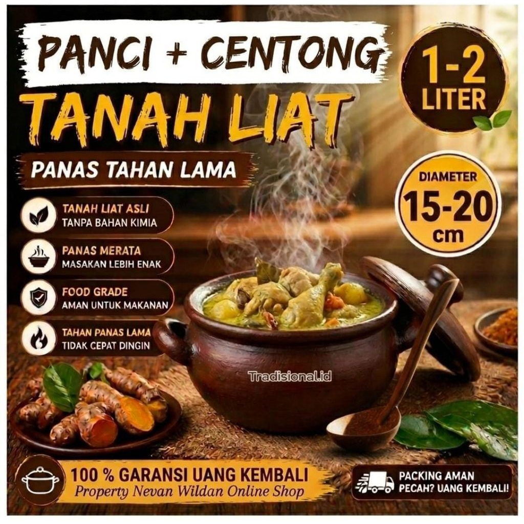 PANCI 20 CM + CENTONG | PANCI TANAH LIAT | PANCI GERABAH | PANCI REBUS | PANCI GERABAH TANAH LIAT