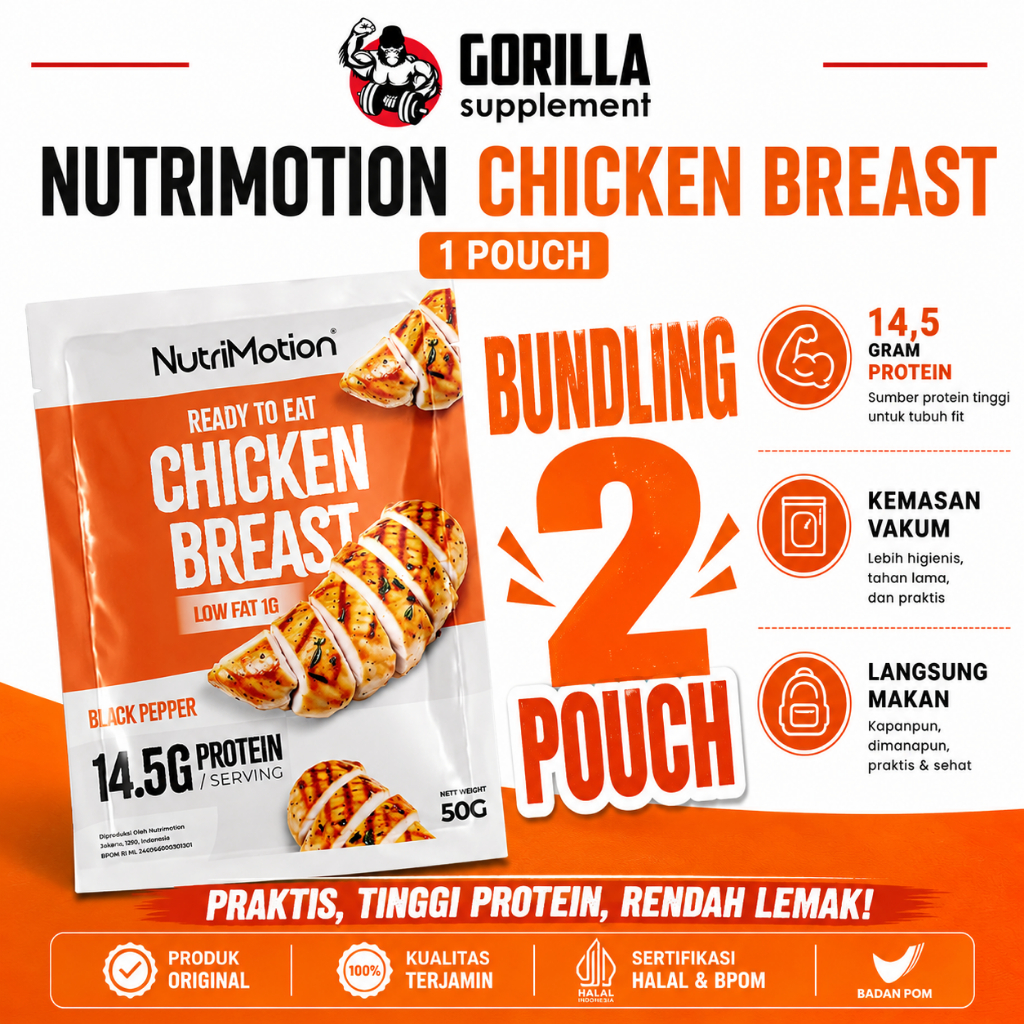 NutriMotion Dada Ayam Tinggi Protein Ready to Eat 2 Pouch - 100 Gram | Rendah Lemak & Kalori Dengan 