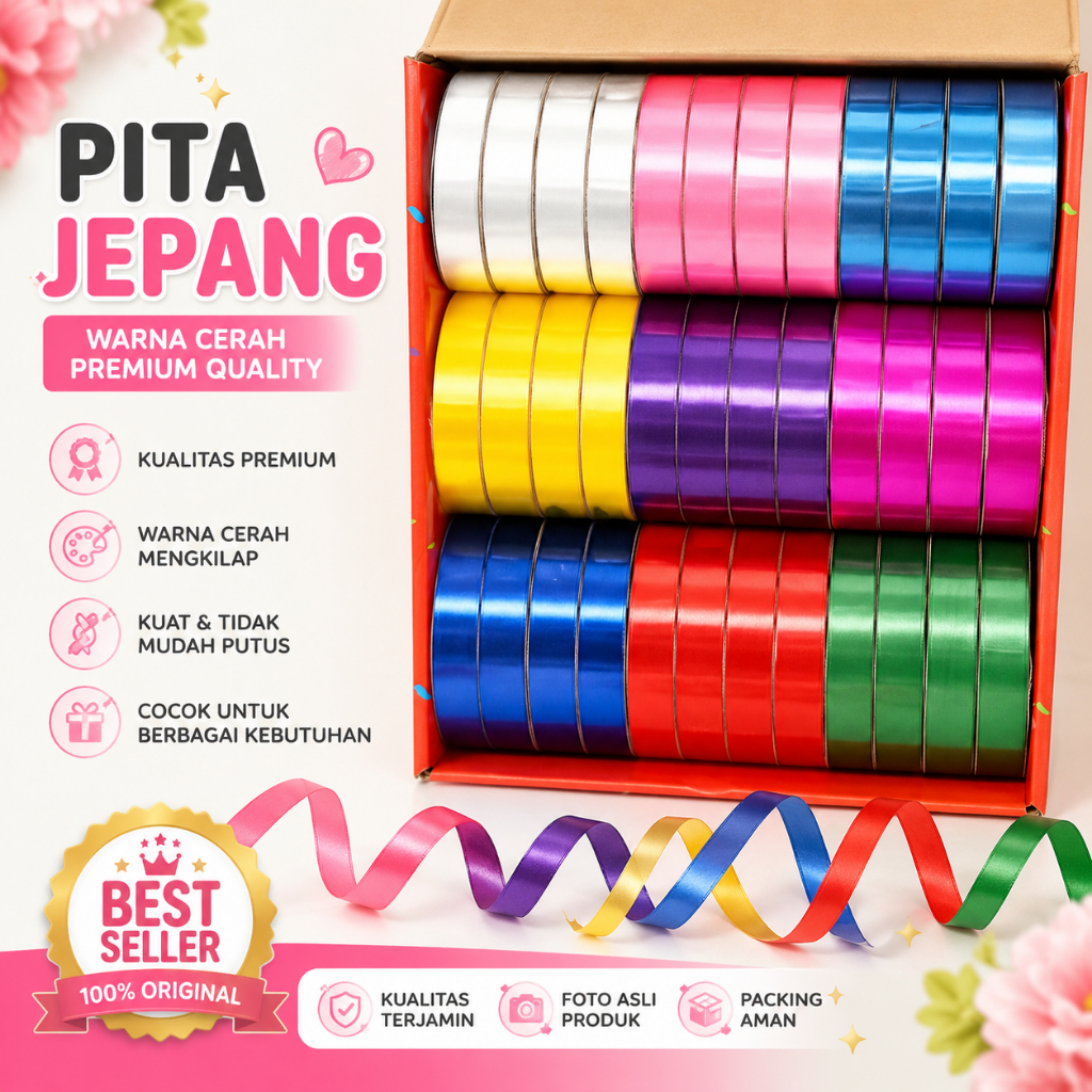 Pita jepang Mengkilap pita kado / pita jepang metalik