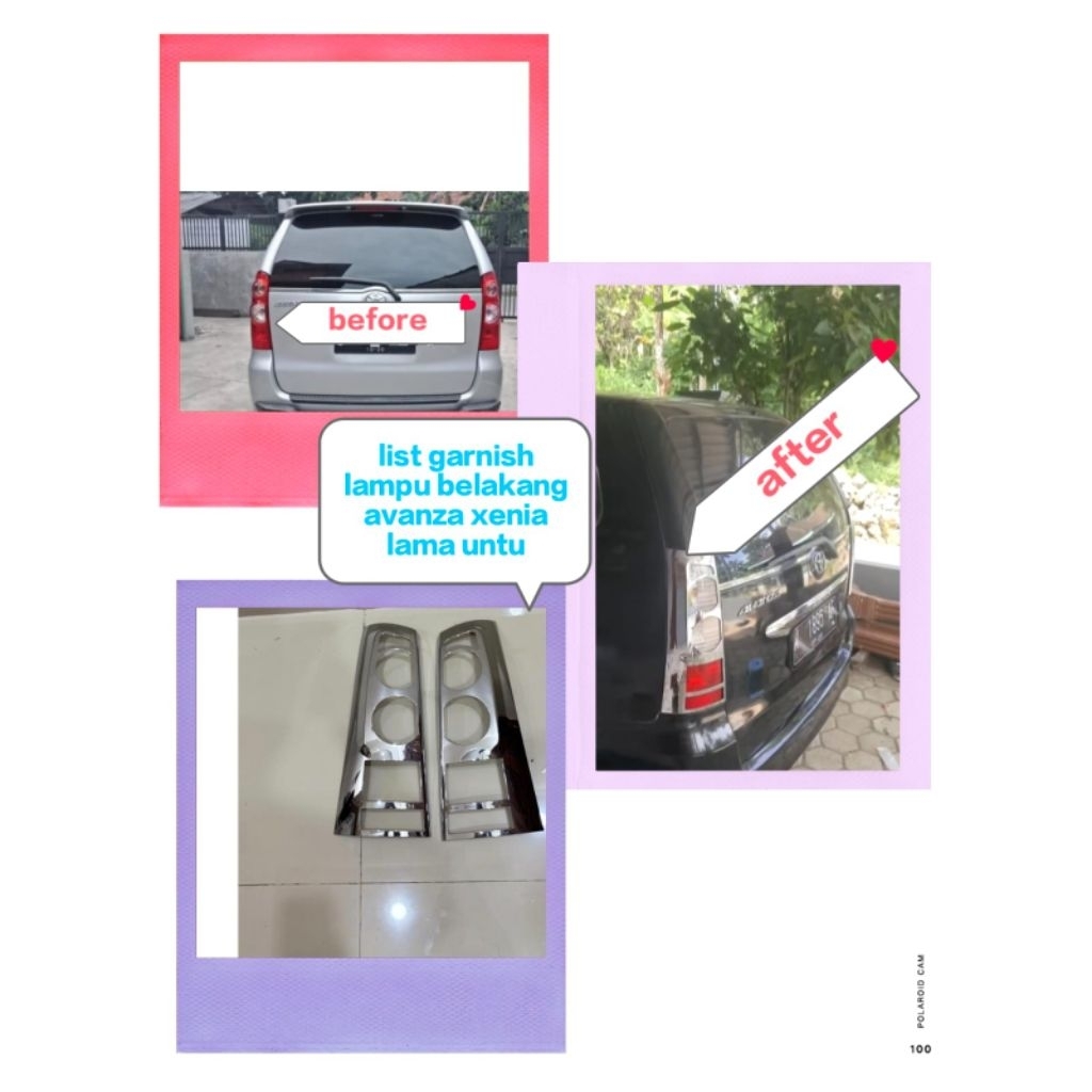 list garnish variasi pelindung lampu belakang Avanza dan Xenia 2005-2011 untuk melindungi mika lampu