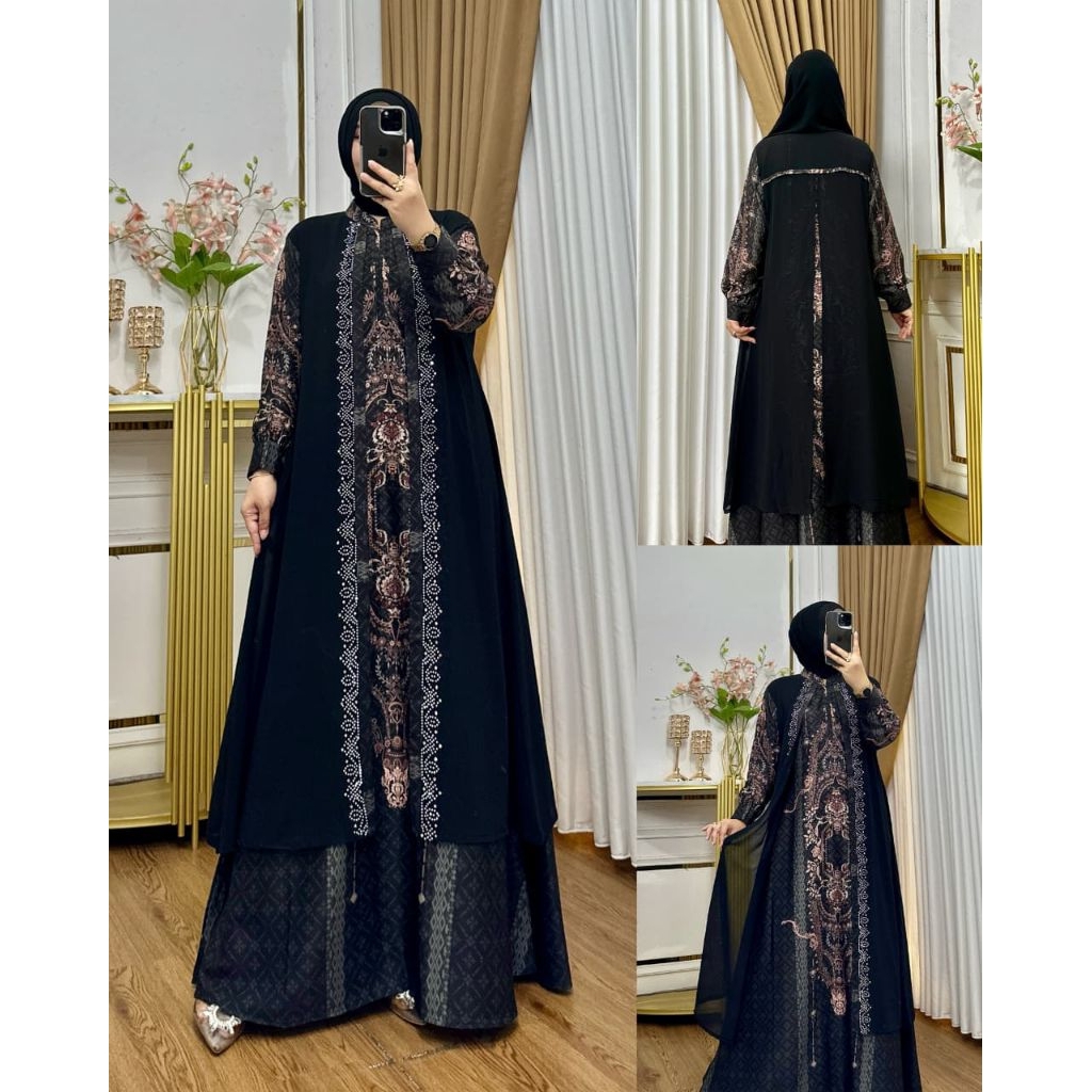 ASTA  DRESS PREMIUM(AKSEN PAYET PAYET PRESS CANTIK)DRESS PREMIUM SIMPEL DAN ELEGAN//GAMIS KONDANGAN 