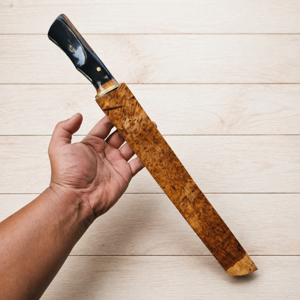 Pisau Alat Potong Daging Super Tajam Qurban Pemotong Daging Ergonomis Kayu Ebony Baja Bohler K110