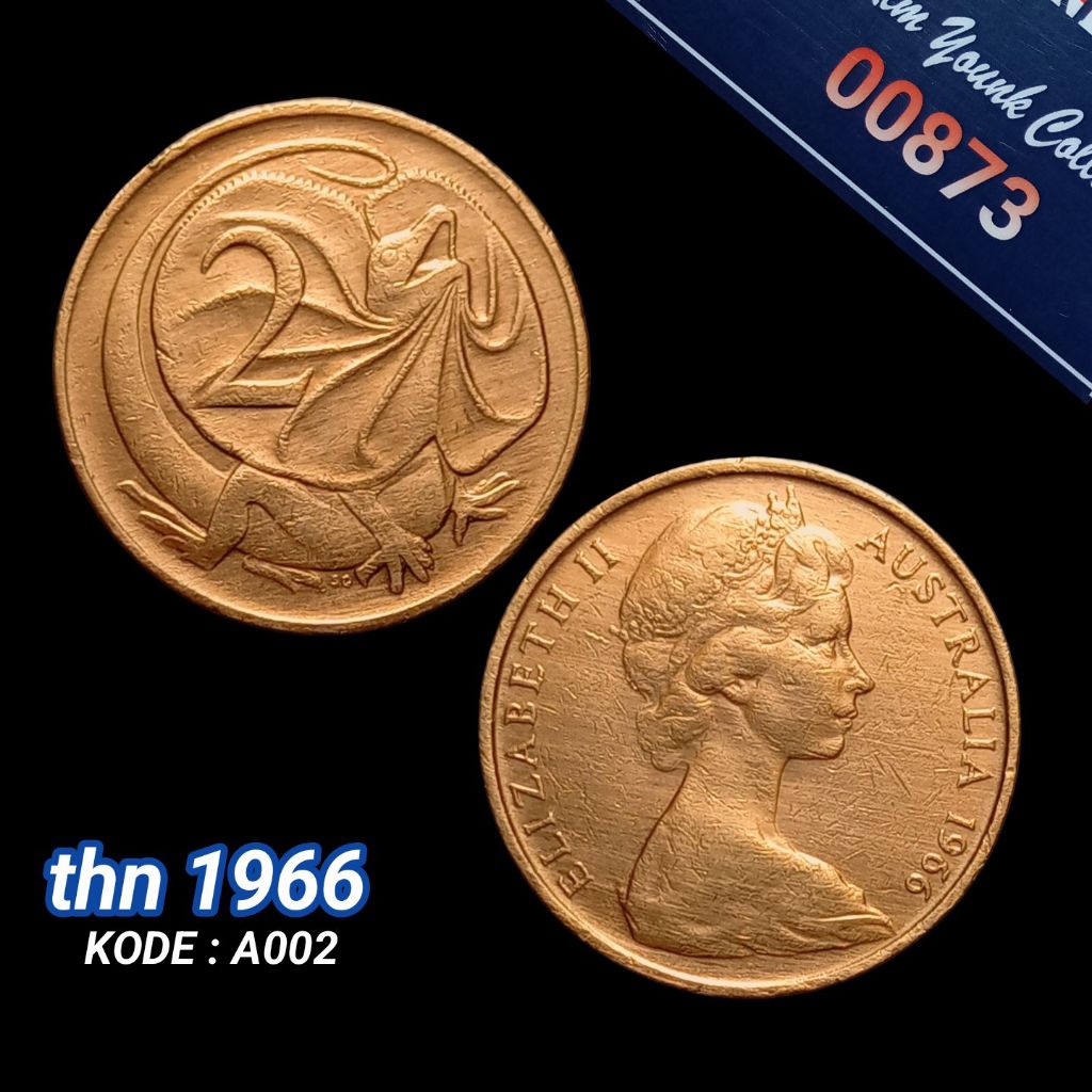 UKA066Coin 2 Cent (Australia) Elizabeth II Thn 1966 Detail Bagus Sesuai Difoto Kode:A002