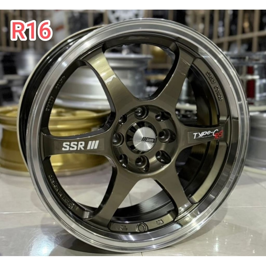 Velg SSR Type C Two Tone R16 Titanium Lips Polish 4x100/114 ( AGYA AYLA CALYA SIGRA JAZZ YARIS BRIO 