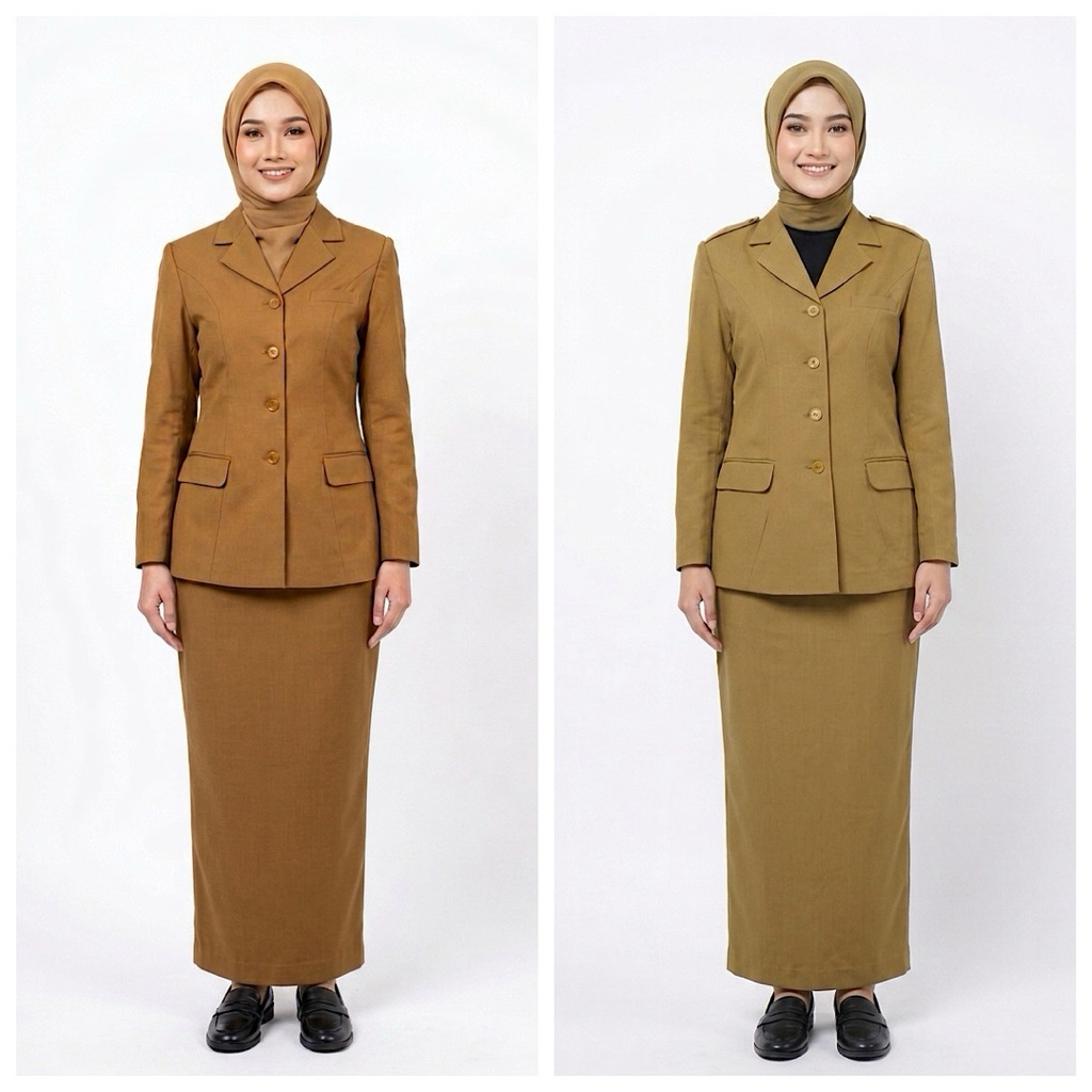 Seragam PNS Wanita Pemda Tua & Muda Ukuran S-6L Baju Dinas ASN Perempuan Kantor Formal