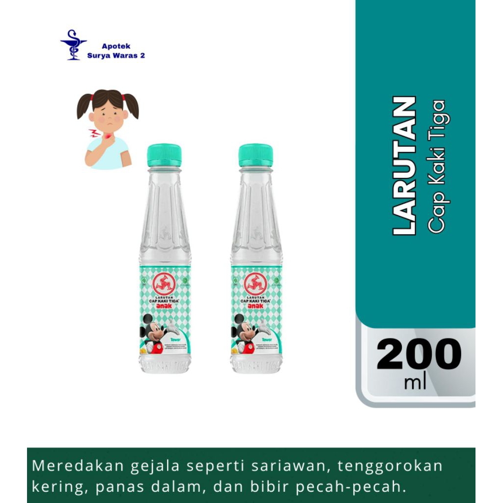 Larutan Botol Anak Cap Kaki Tiga 200ml