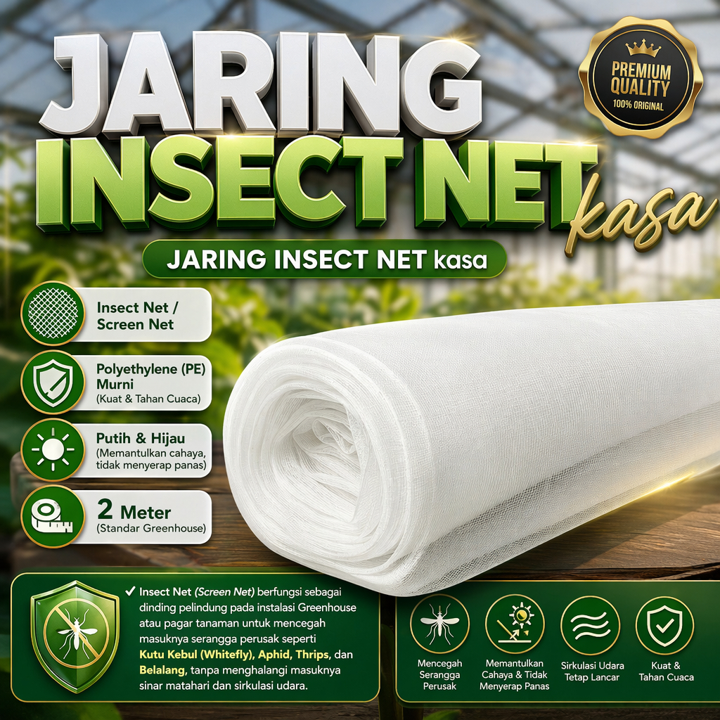 JARING INSECT NET kasa Bsf Lebar 2 meter ( PUTIH & HIJAU ) TANPA SAMBUNGAN