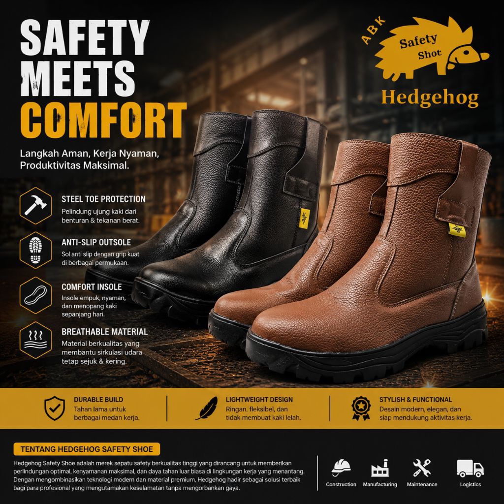 Sepatu Safety A&K WOODLAND Toe Cap - SepatuSafety Half Knee